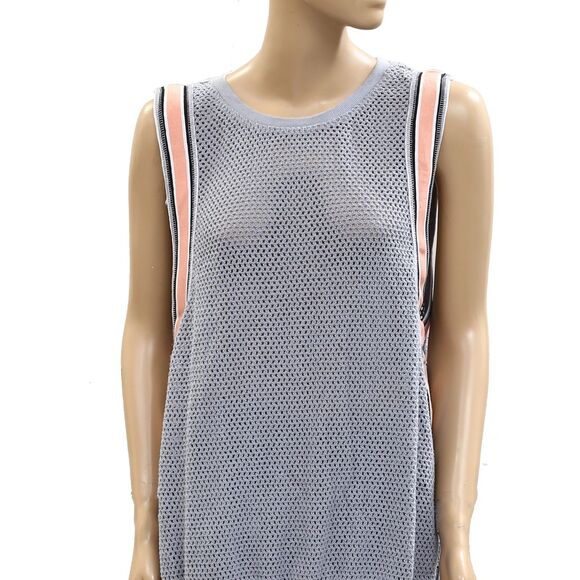 Free People FP Movement Coquette Tank Top Knit Mesh Striped Oversized L 284423 - Picture 8 of 11